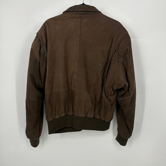Vintage Gap leather bomber jacket size large brown 90's classic Y2k zip snap - Picture 2 of 11